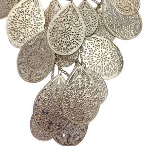 Gold Tone Teardrop Disc Bib Necklace